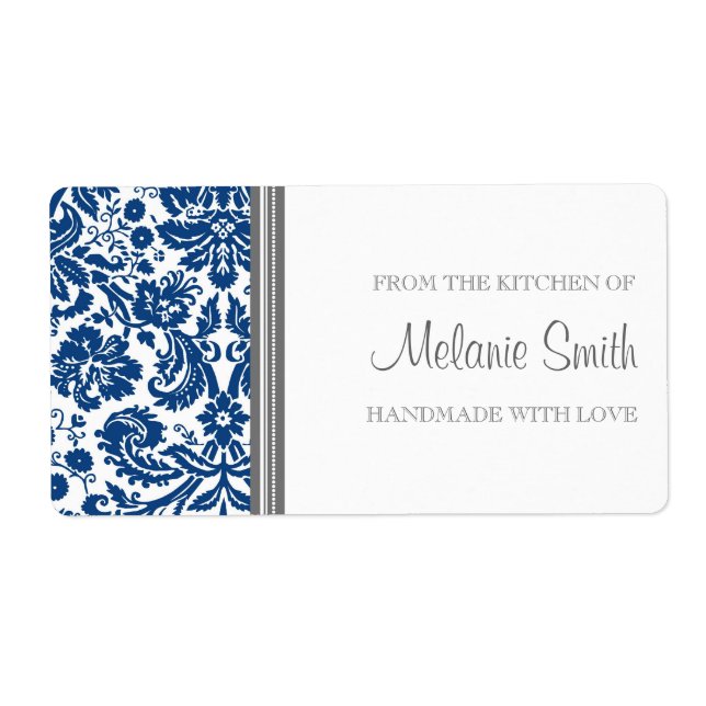 De la cuisine de Étiquette Blue Damask (Devant)