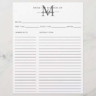 De la cuisine de la recette de monogramme gris arg