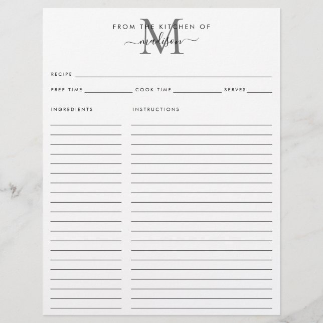 De la cuisine de la recette de monogramme gris arg (Devant)
