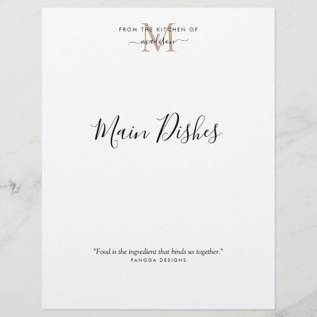 De la cuisine de l'or Monogram Recette Divider (Devant)