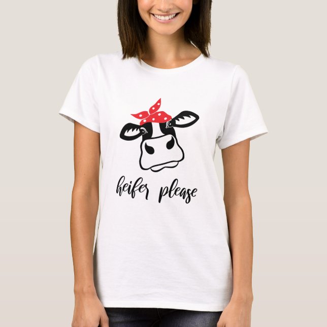 De la génisse T-shirt blanc svp | pour des filles (Devant)