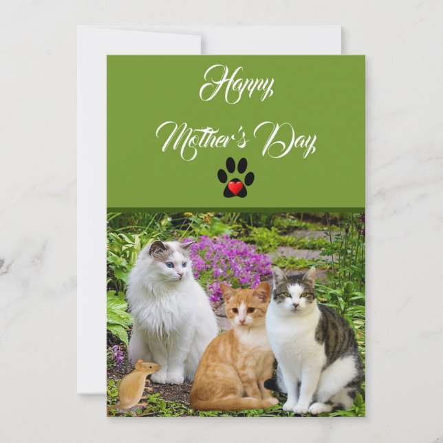 De la part du chat Bonne Fête des Mères Carte Plat (Devant)