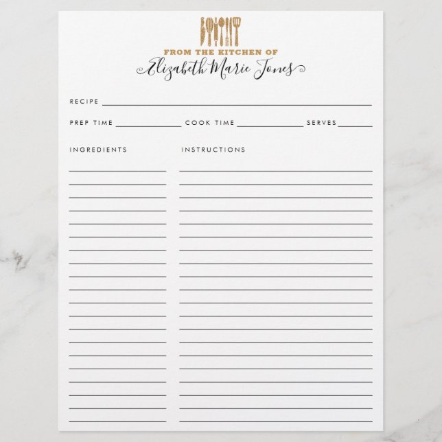 De la recette d'ustensiles de Parties scintillant  (Devant)