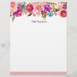 De Lettre Ambiance romantique Aquarelle florale, en-tête