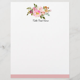 De Lettre Ambiance romantique Aquarelle florale, en-tête