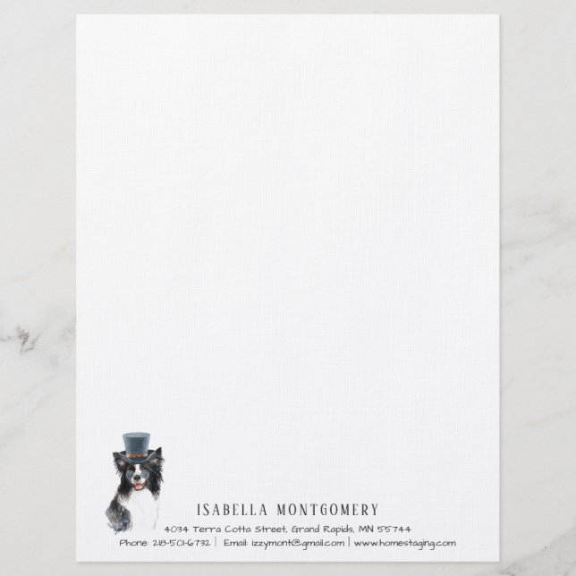 De Lettre Bordure d'aquarelle en-tête Collie (Devant)