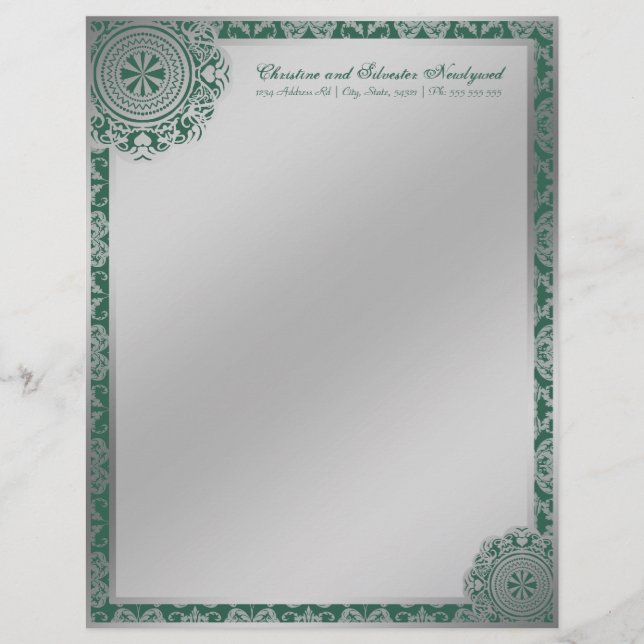De Lettre Customisable Dentelle d'argent arabe, en-tête (Devant)