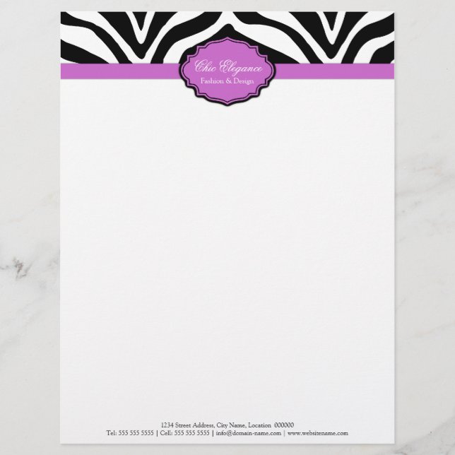 De Lettre Customisable En-tête d'impression Zebra élégant (Devant)