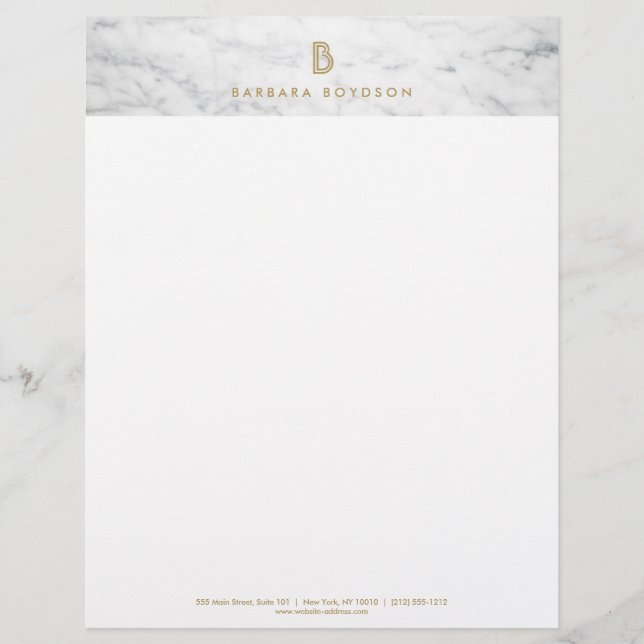 De Lettre Customisable EN-TÊTE DU DESIGNER INTÉRIEUR Marbre blanc (Devant)
