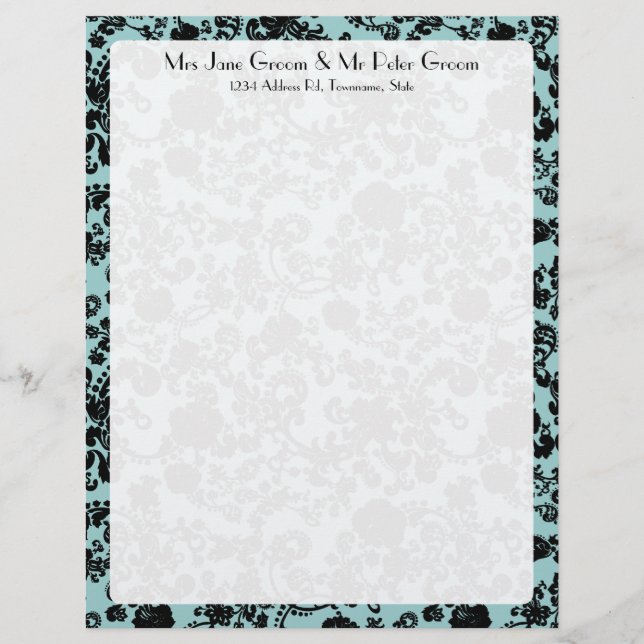 De Lettre Customisable Mariage Floral Rococo, en-tête (Devant)