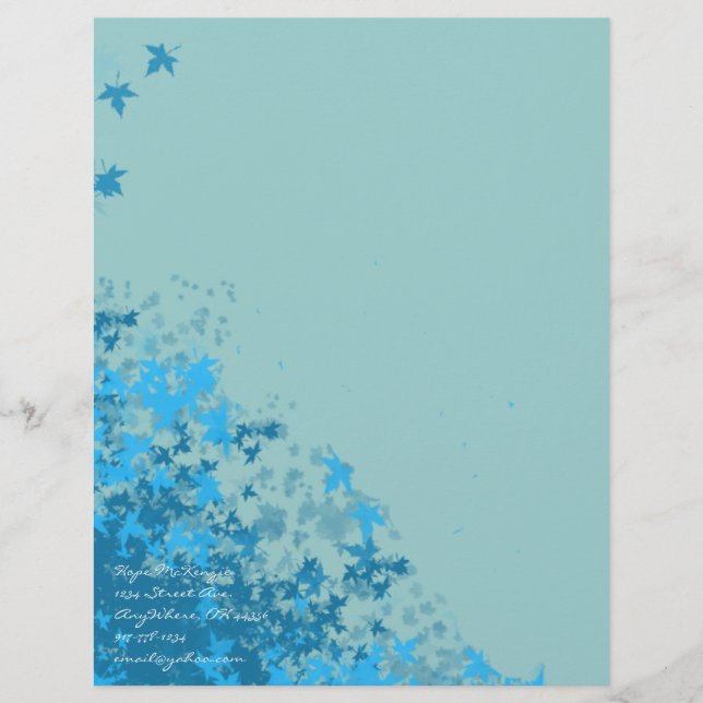 De Lettre Customisée En-tête Feuille bleu Aqua (Devant)