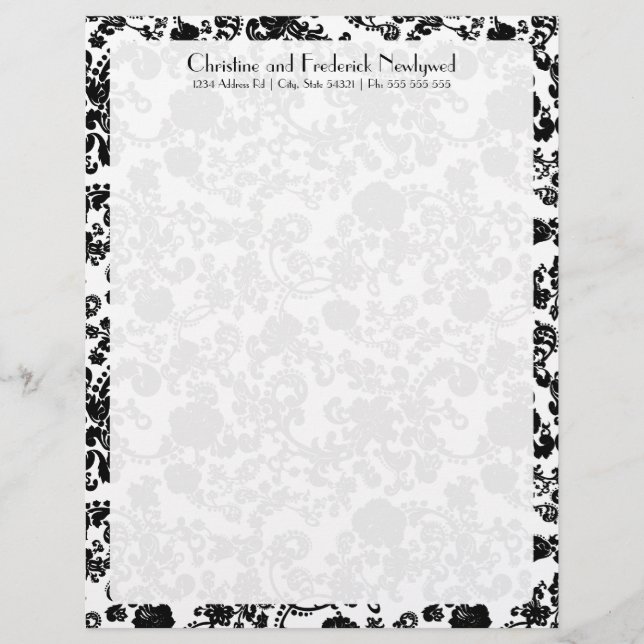 De Lettre Customisée Mariage Floral Rococo, en-tête (Devant)
