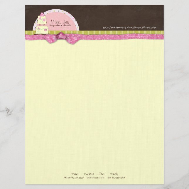 De Lettre Customisée Mlle. En-tête Jen Cake (Devant)