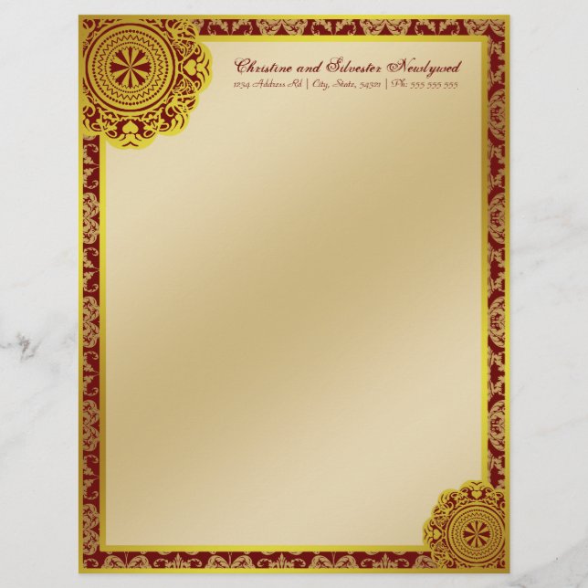 De Lettre Dentelle d'or arabesque, en-tête (Devant)