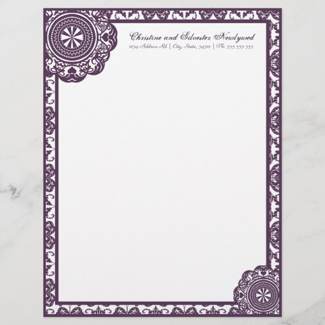 De Lettre Dentelle violette arabesque, en-tête (Devant)