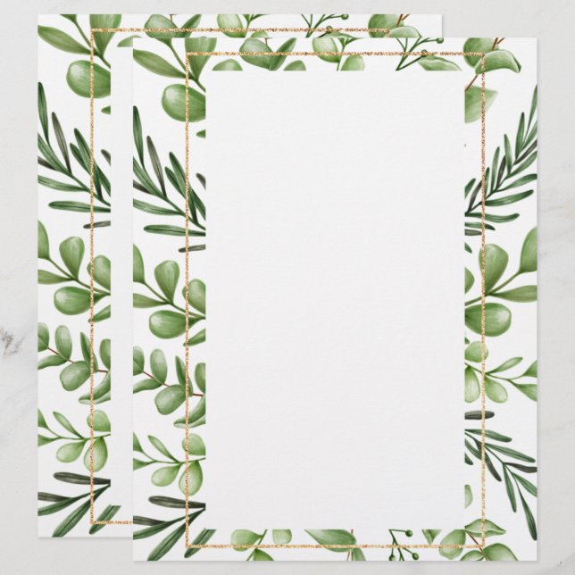 De Lettre Élégant en-tête à lettres florales (Devant / Derrière)