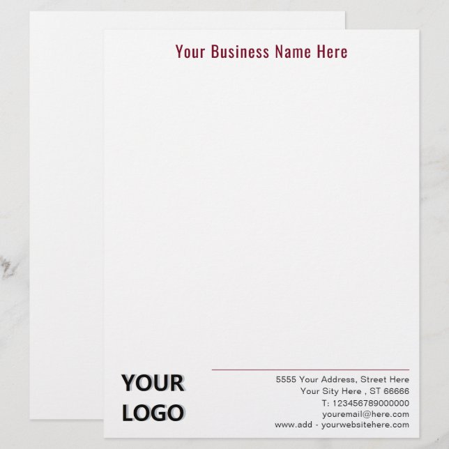 De Lettre En-tête commercial personnalisé avec logo et code  (Devant / Derrière)