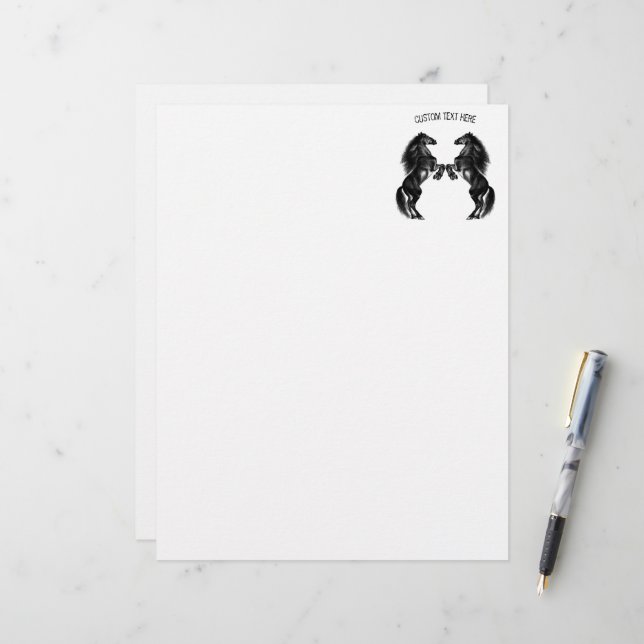 De Lettre En-tête des Chevaux Sauvages dressés avec texte pe (Devant/Arrière en situation)