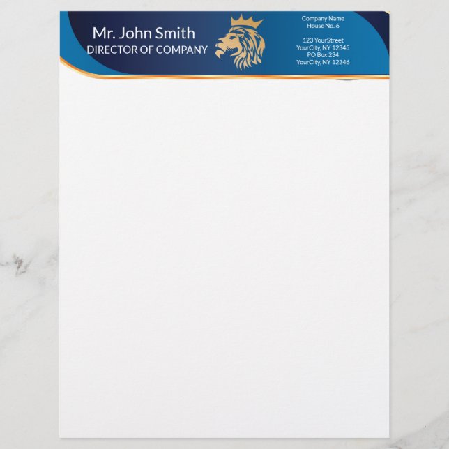 De Lettre En-tête du logo Lion professionnel (Devant)