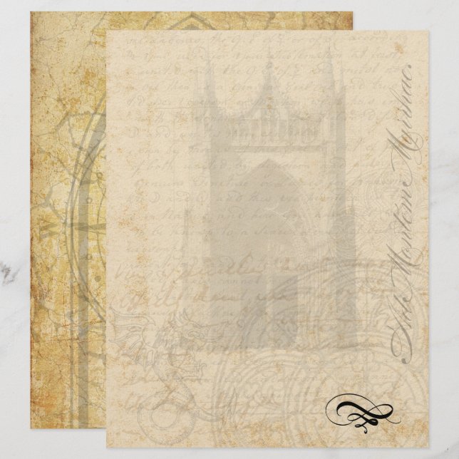 De Lettre En-tête médiéval - Palimpseste (Devant / Derrière)