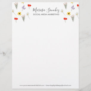 De Lettre Fleur sauvage Floral Nom du script en-tête moderne