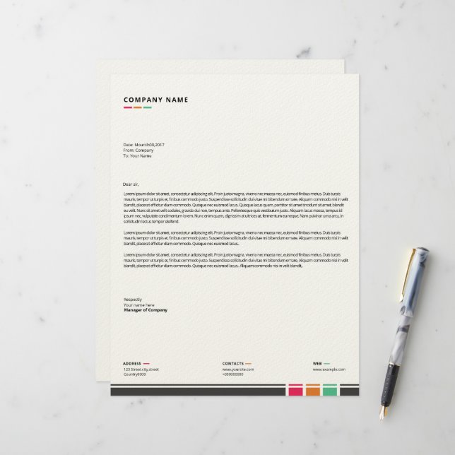 De Lettre Modèle en-tête (Devant/Arrière en situation)
