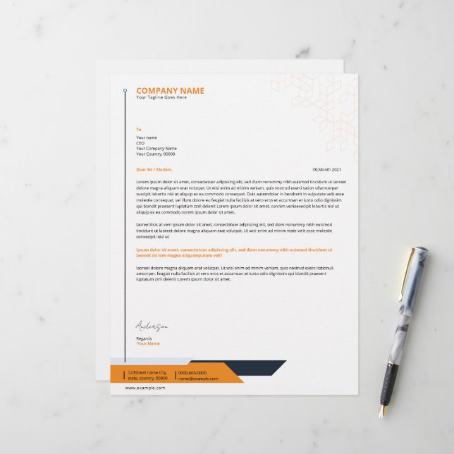 De Lettre Modèle en-tête Business (Devant/Arrière en situation)