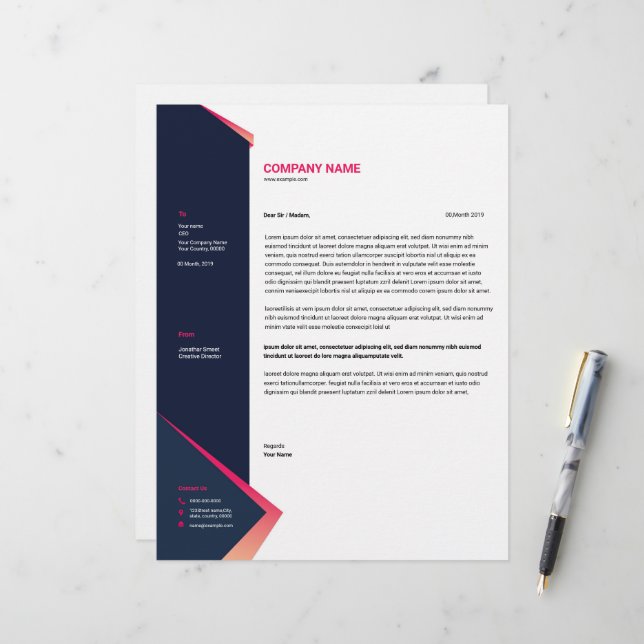 De Lettre Modèle en-tête Business - Conception personnalisab (Devant/Arrière en situation)