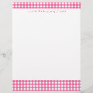 De Lettre Papier en-tête rose En vichy