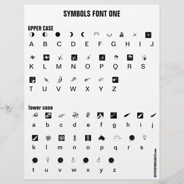 De Lettre SYMBOLES 1 - Zazzle Font, exemple en-tête (Devant)