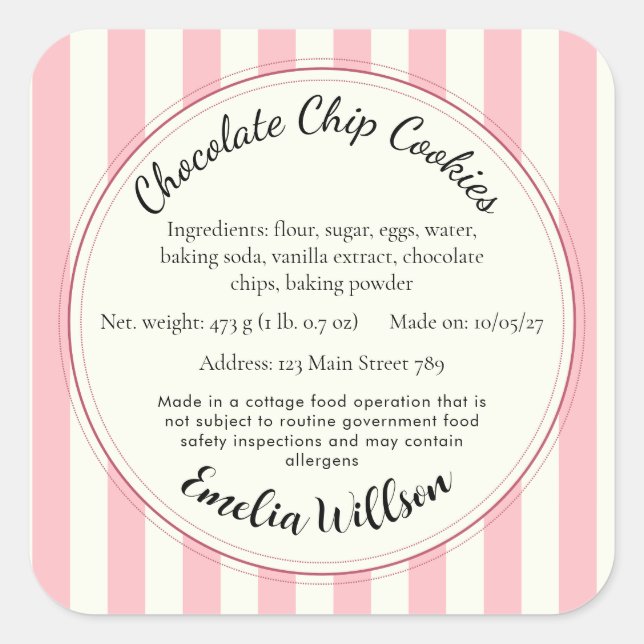 De ma petite cuisine Étiquette de cookie de la loi (Devant)