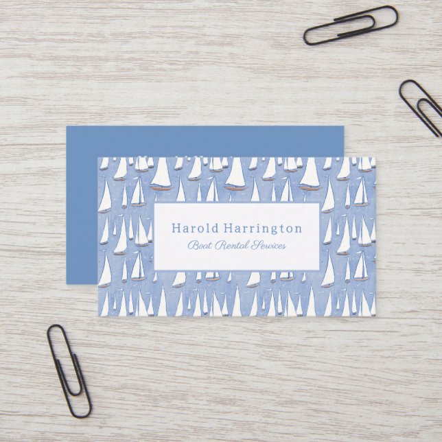 De mignons Cartes de visite de voiliers à Customis (Devant/Arrière en situation)