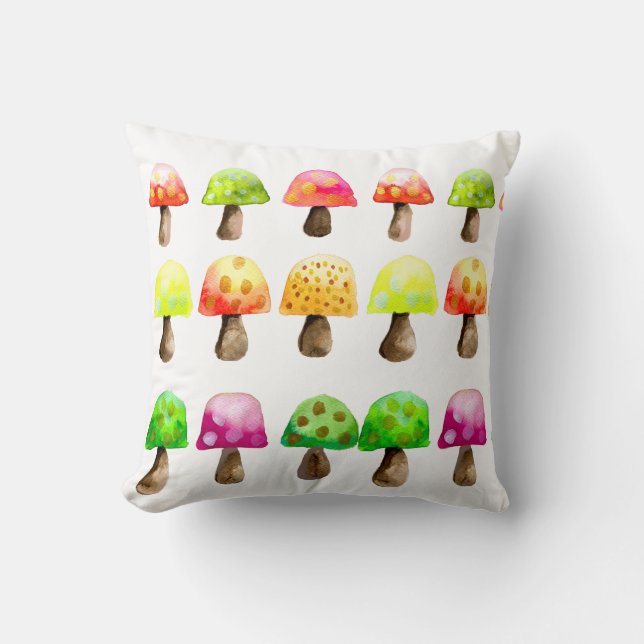 De mignons champignons colorés jettent oreiller (Recto)