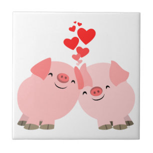 De mignons cochons en carreaux d'amour