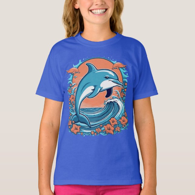 De mignons dauphins sautant dans l'océan T-Shirt (Devant)