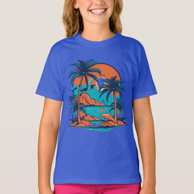 De mignons dauphins sautant dans l'océan T-Shirt (Devant)