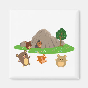 De mignons ours de dessin dans un aimant de grotte