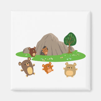 De mignons ours de dessin dans un aimant de grotte