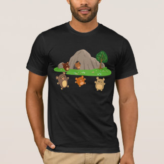 De mignons ours de dessin dans un T-shirt grotte