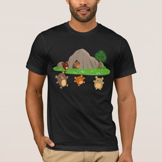 De mignons ours de dessin dans un T-shirt grotte (Devant)
