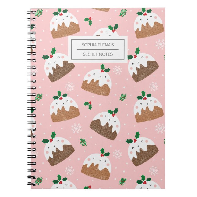 De mignons poudings de noël sur le carnet rose cla (Devant)