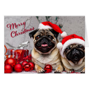 De mignons Pug Joyeux Noël Vacances Amusantes Salu