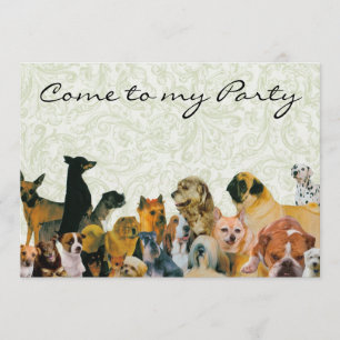 De nombreuses invitations de collage de chiens
