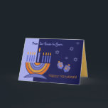 De notre maison à la vôtre. Carte de voeux Hanoukk<br><div class="desc">Heureux Hanoukka de notre maison à la vôtre. Menorah et Dreidels conçoivent des Cartes de Voeux personnalisables. Cartes de correspondance,  invitations de fête et cadeaux disponibles dans la catégorie Jours fériés / Hanoukka de notre magasin.</div>