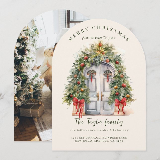 De notre maison à votre carte de vacances de Noël (Devant / Derrière)
