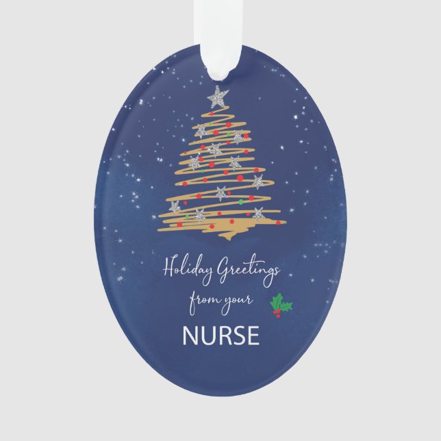 DE Nurse Christmas Tree Nom personnalisable (devant)