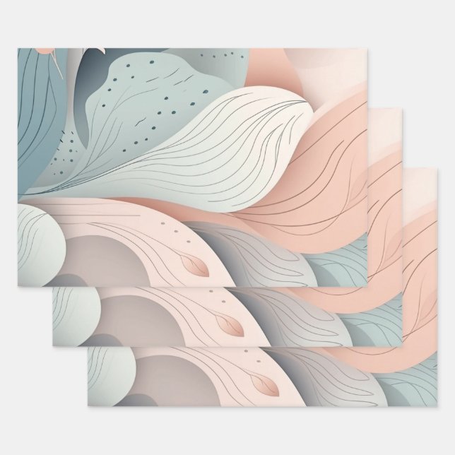De Papier Cadeau Beau design feuille pastel élégant (Lot)