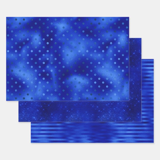 De Papier Cadeau Chic Bleu Royal Feuille Hanukkah (Lot)