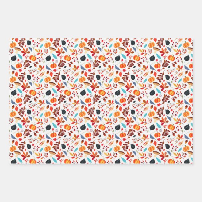De Papier Cadeau Citrouille et feuille d'automne (Devant)
