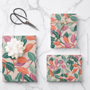 De Papier Cadeau Corail vert botanique chic doux feuille tropicale